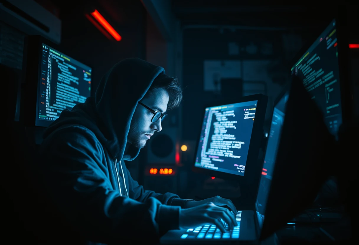 Hacker working on a computer